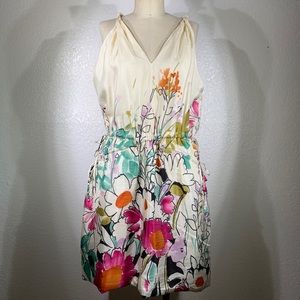 Johnny Was Biya Aquarelle Nature Twist Strap Lined Dress M NWT